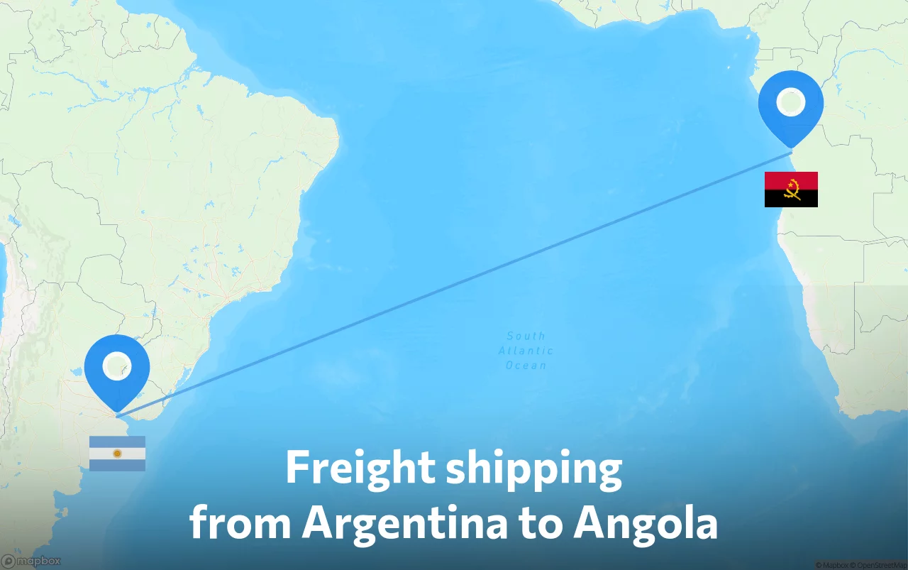 Shipping route from Argentina to Angola