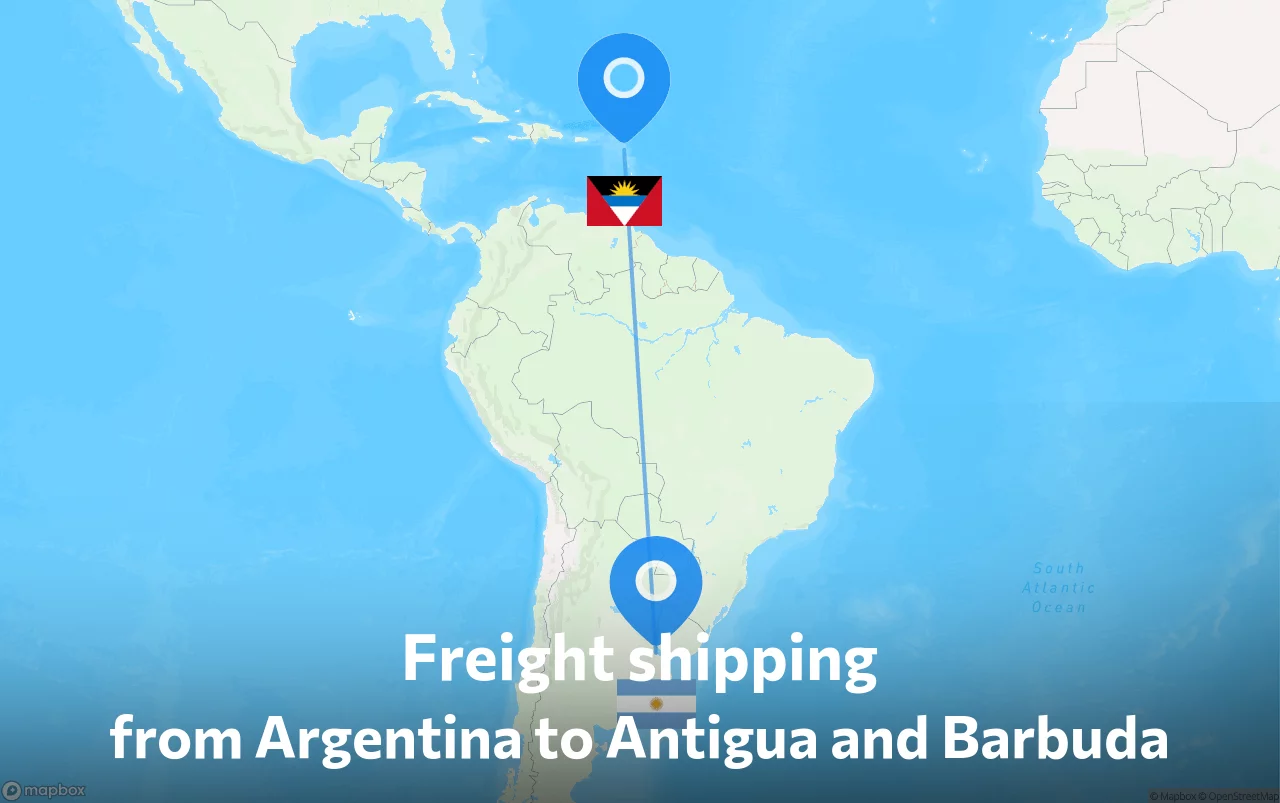 Shipping route from Argentina to Antigua and Barbuda