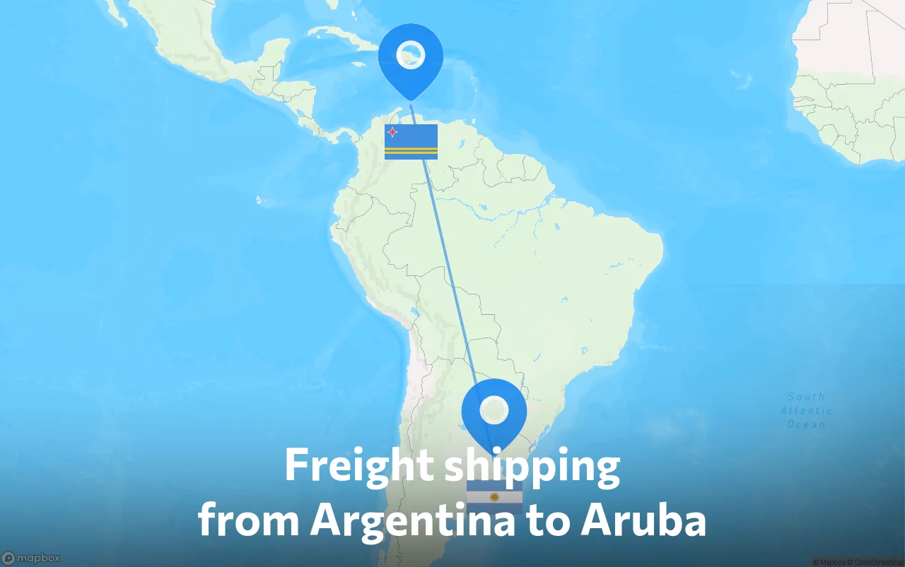 Shipping route from Argentina to Aruba