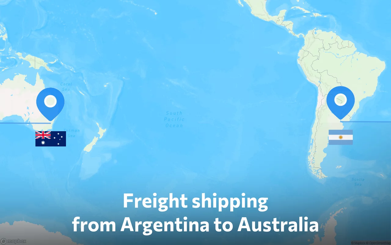 Shipping route from Argentina to Australia