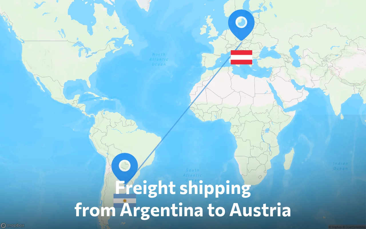 Shipping route from Argentina to Austria