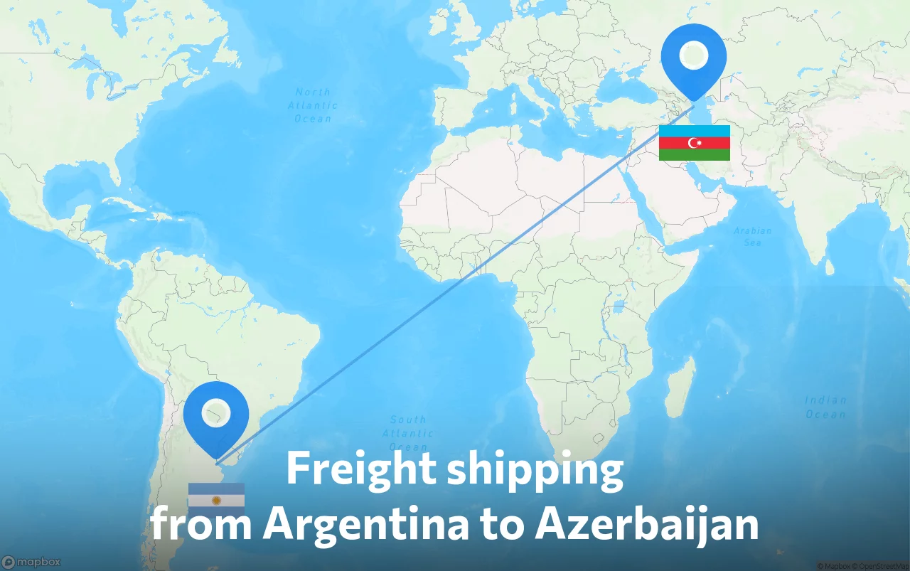 Shipping route from Argentina to Azerbaijan