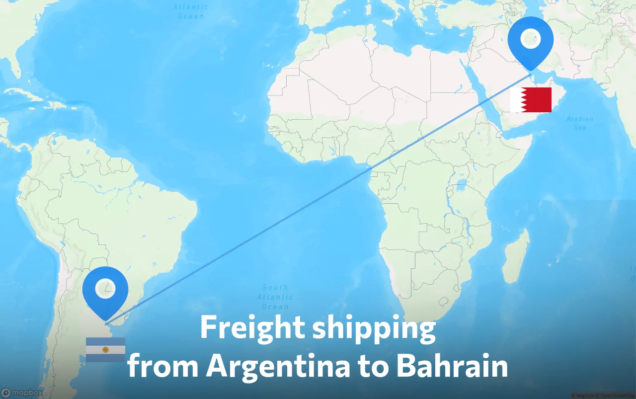 Shipping route from Argentina to Bahrain