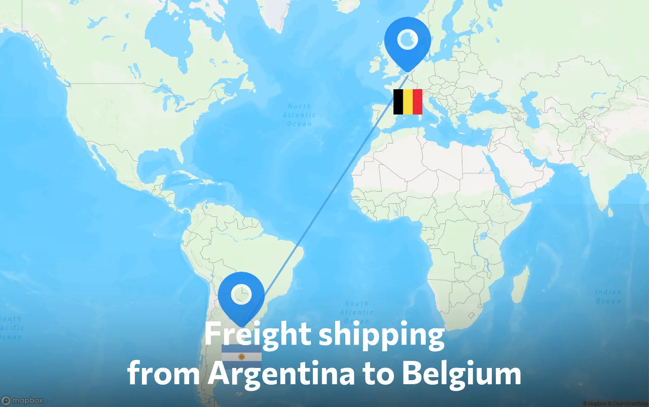 Shipping route from Argentina to Belgium