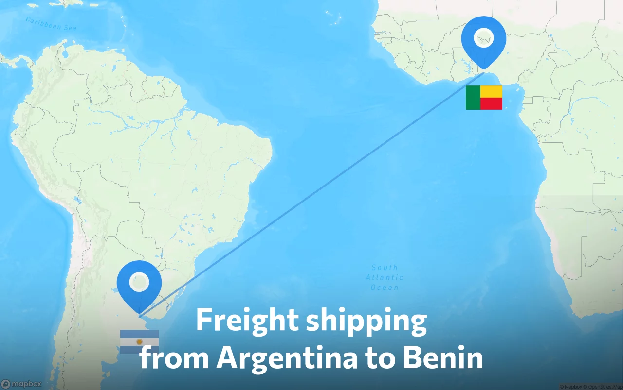 Shipping route from Argentina to Benin