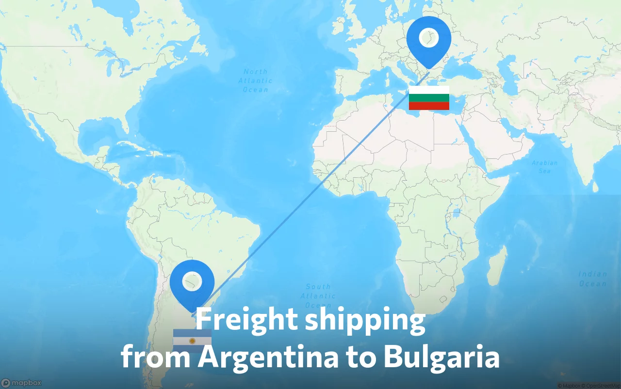 Shipping route from Argentina to Bulgaria