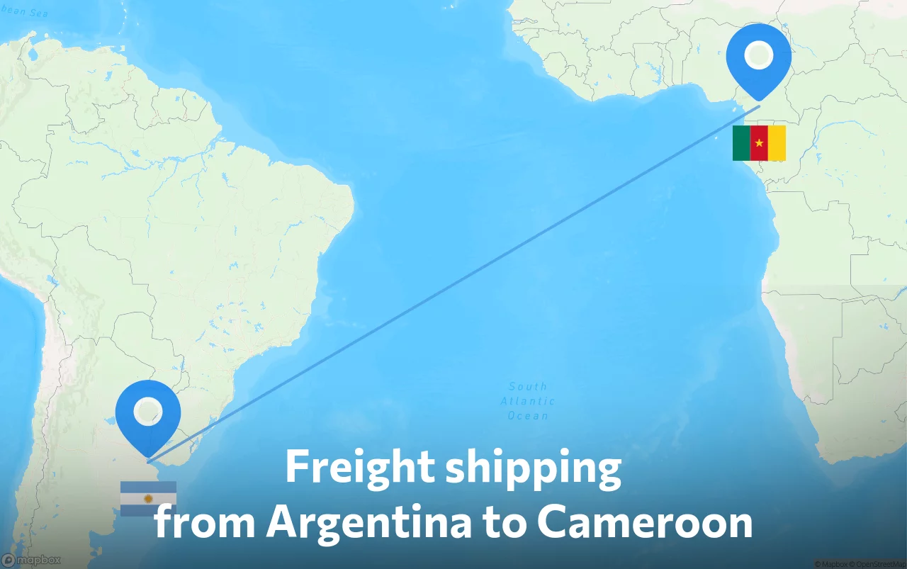 Shipping route from Argentina to Cameroon