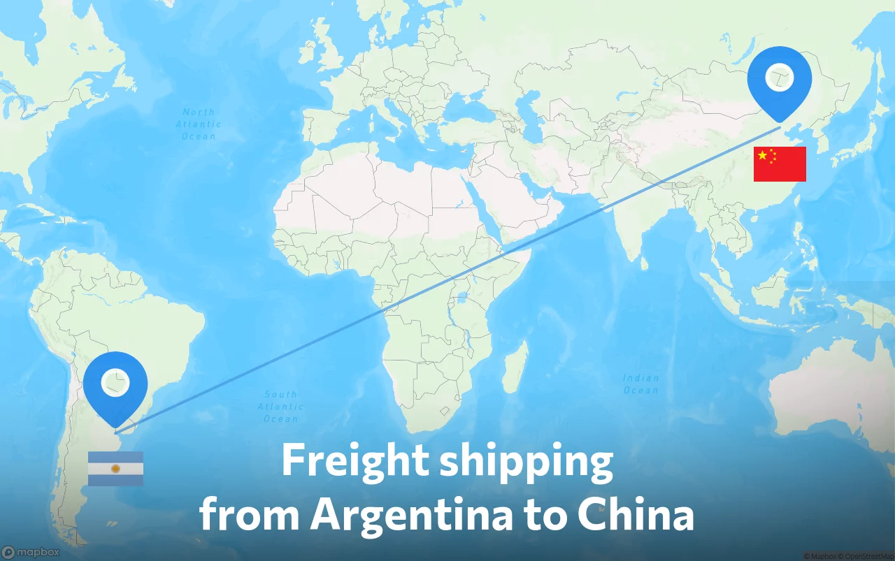 Shipping route from Argentina to China