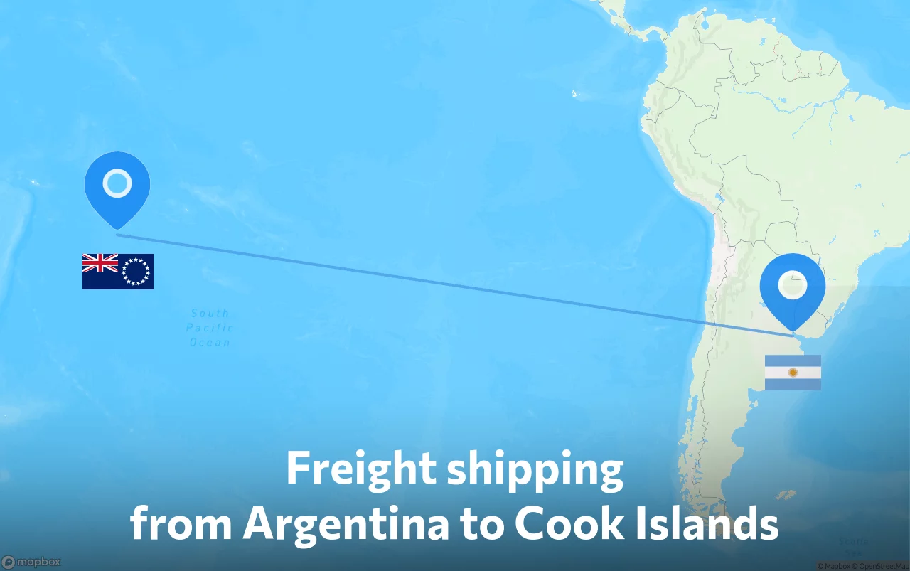 Shipping route from Argentina to Cook Islands