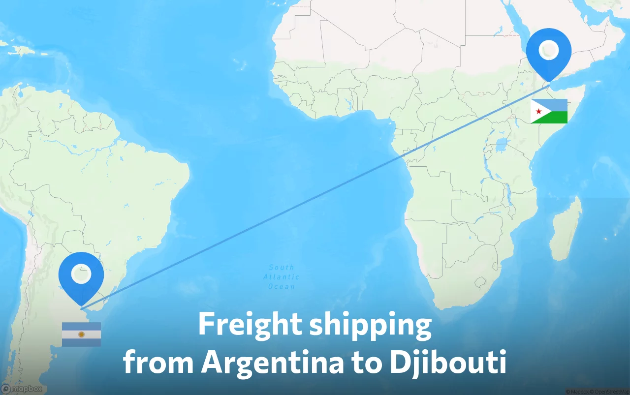 Shipping route from Argentina to Djibouti