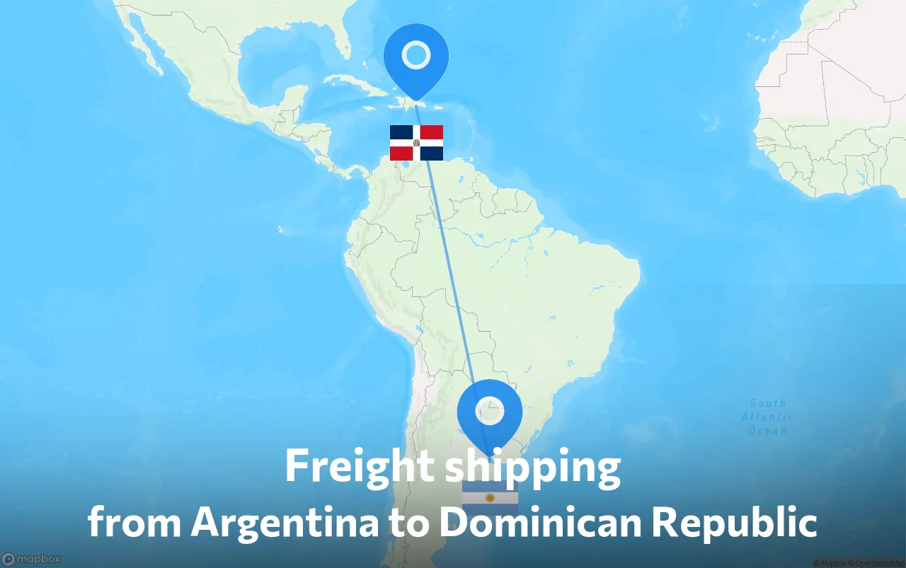 Shipping route from Argentina to Dominican Republic