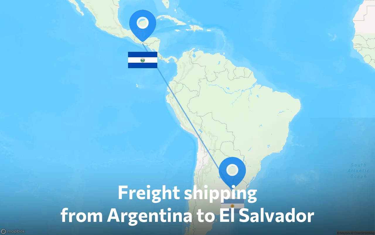 Shipping route from Argentina to El Salvador