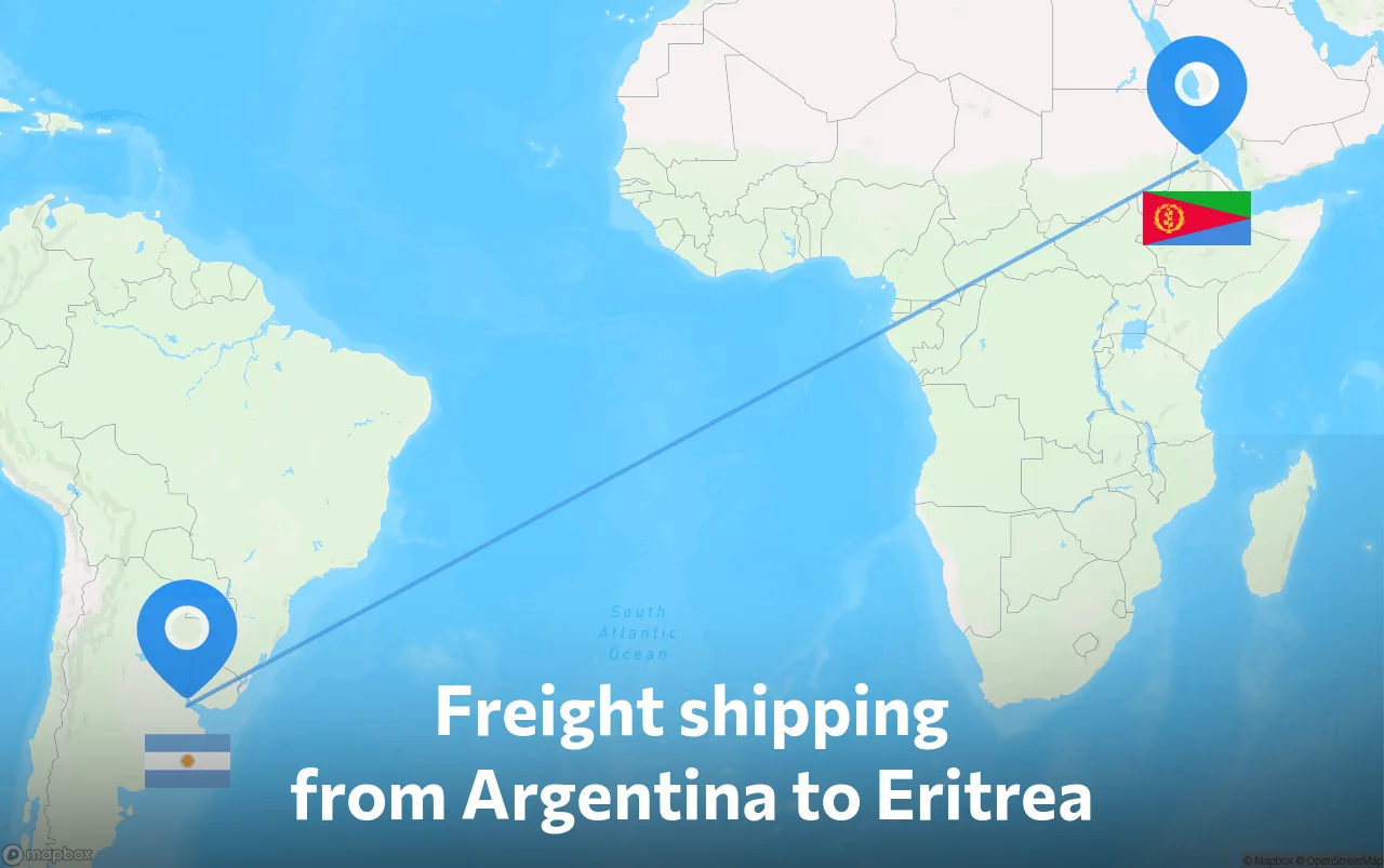 Shipping route from Argentina to Eritrea