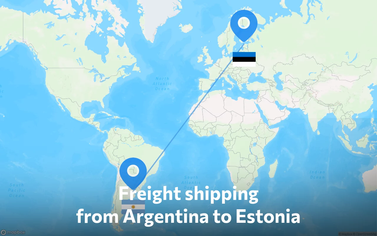 Shipping route from Argentina to Estonia