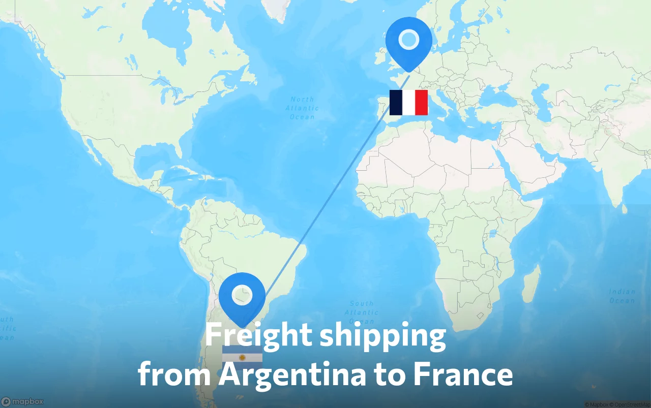 Shipping route from Argentina to France