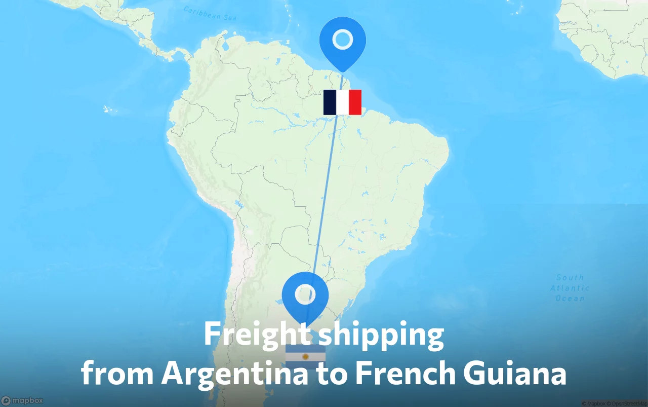 Shipping route from Argentina to French Guiana