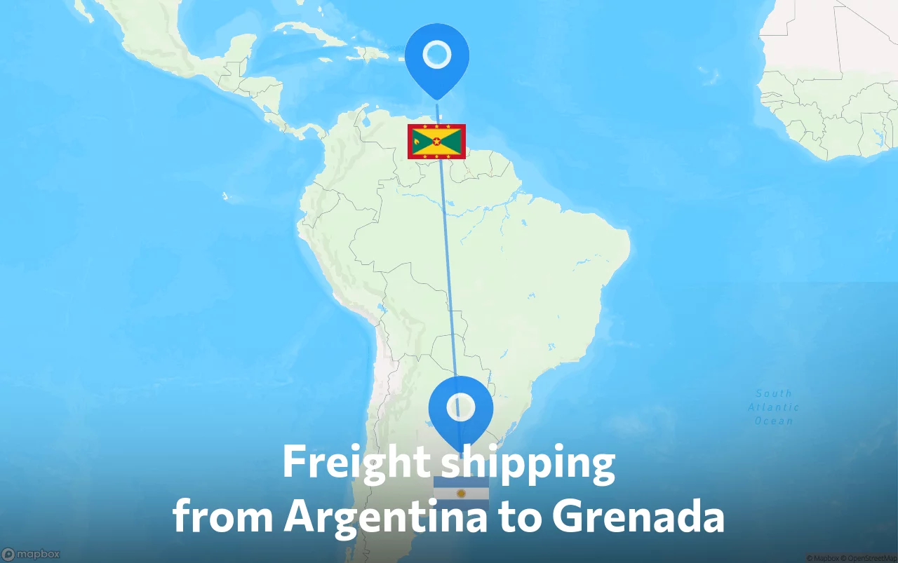 Shipping route from Argentina to Grenada