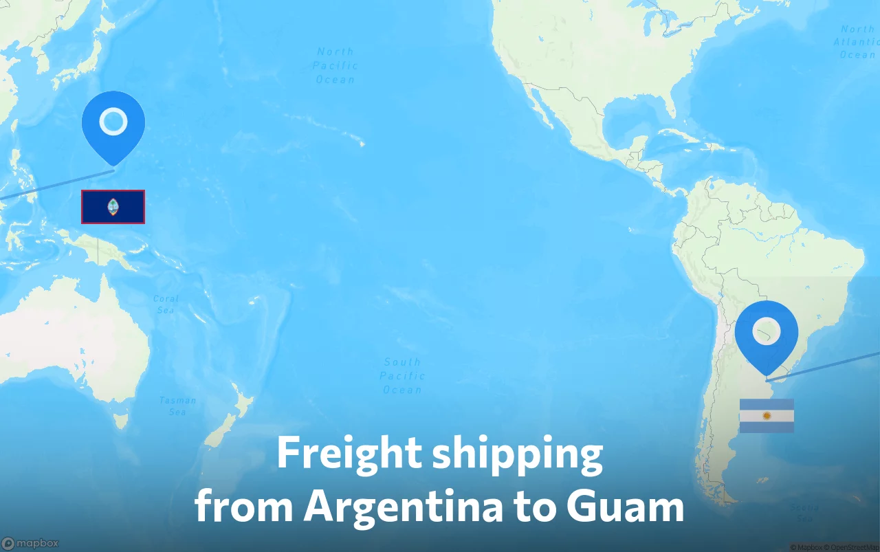 Shipping route from Argentina to Guam