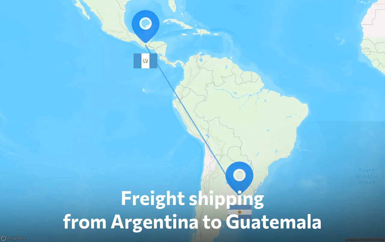 Shipping route from Argentina to Guatemala