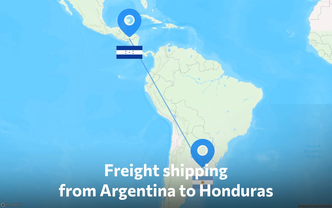 Shipping route from Argentina to Honduras