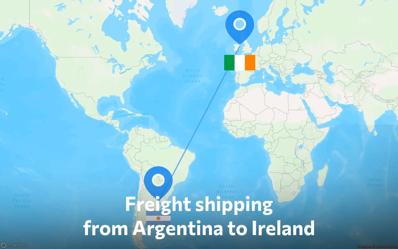 Shipping route from Argentina to Ireland