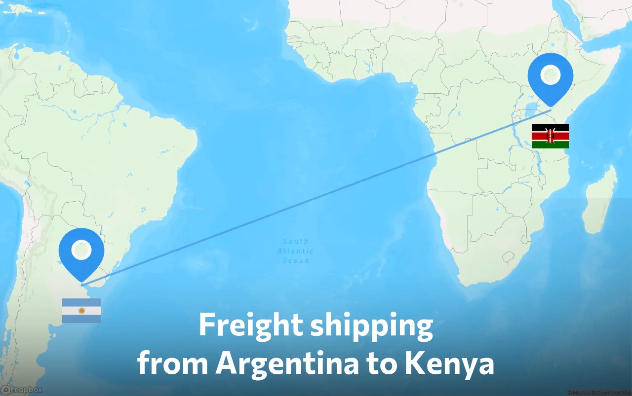 Shipping route from Argentina to Kenya