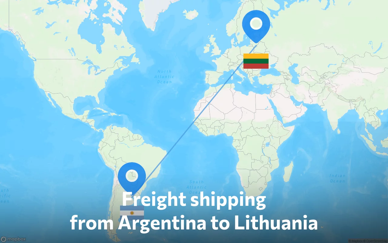 Shipping route from Argentina to Lithuania