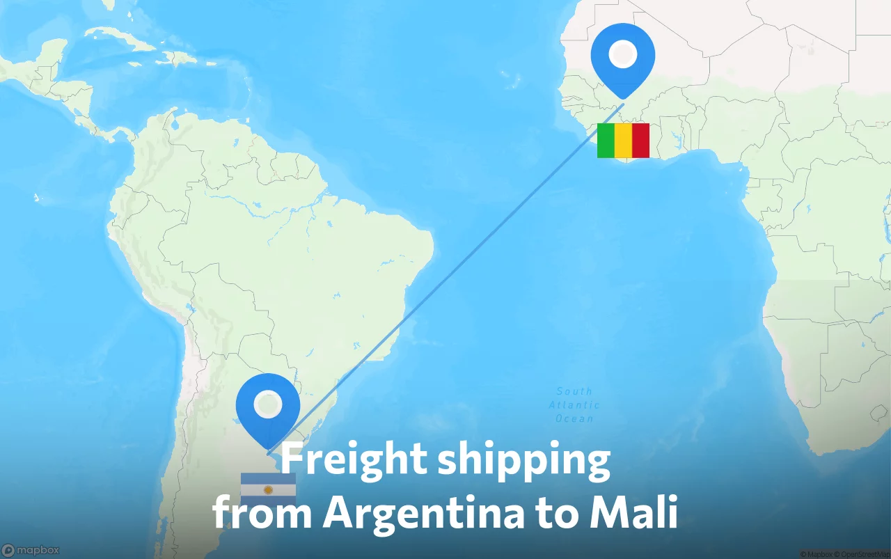 Shipping route from Argentina to Mali