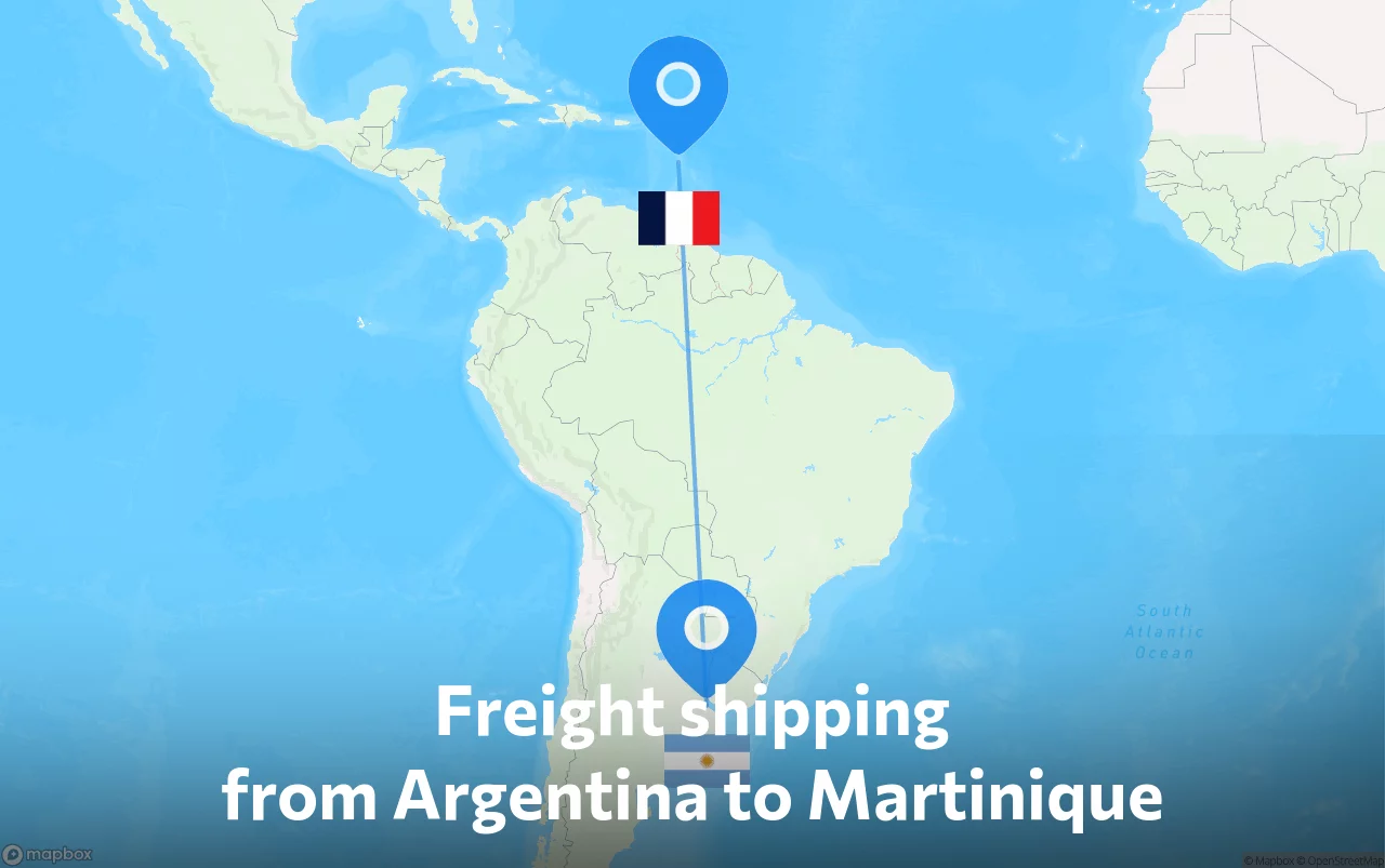Shipping route from Argentina to Martinique