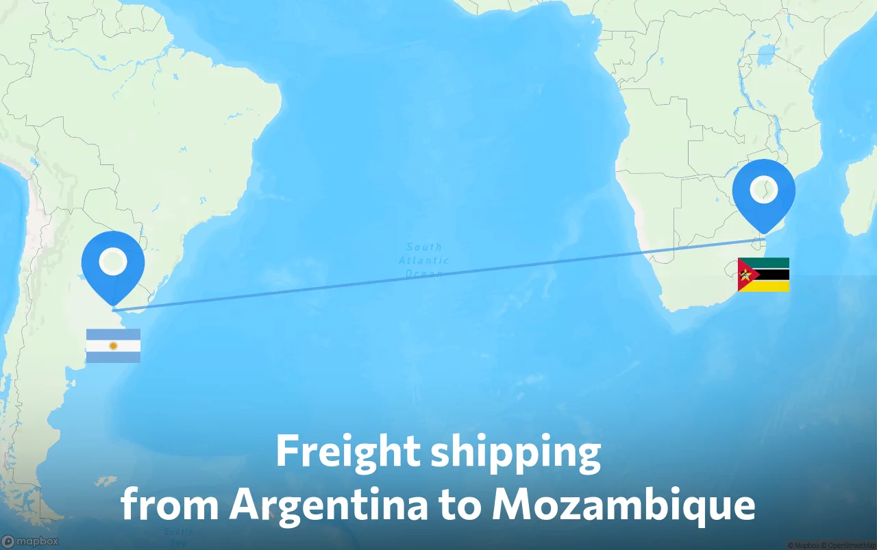 Shipping route from Argentina to Mozambique
