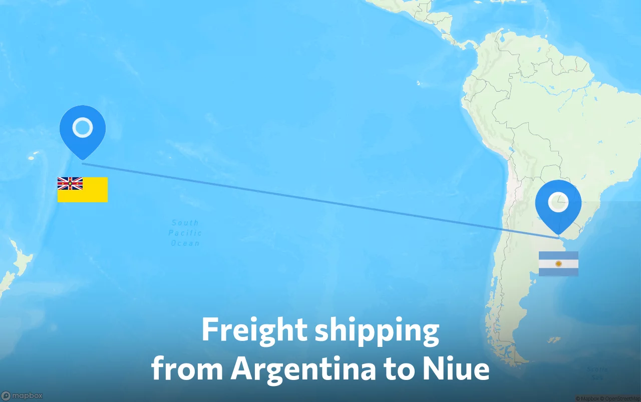 Shipping route from Argentina to Niue