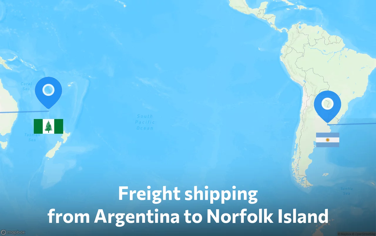 Shipping route from Argentina to Norfolk Island