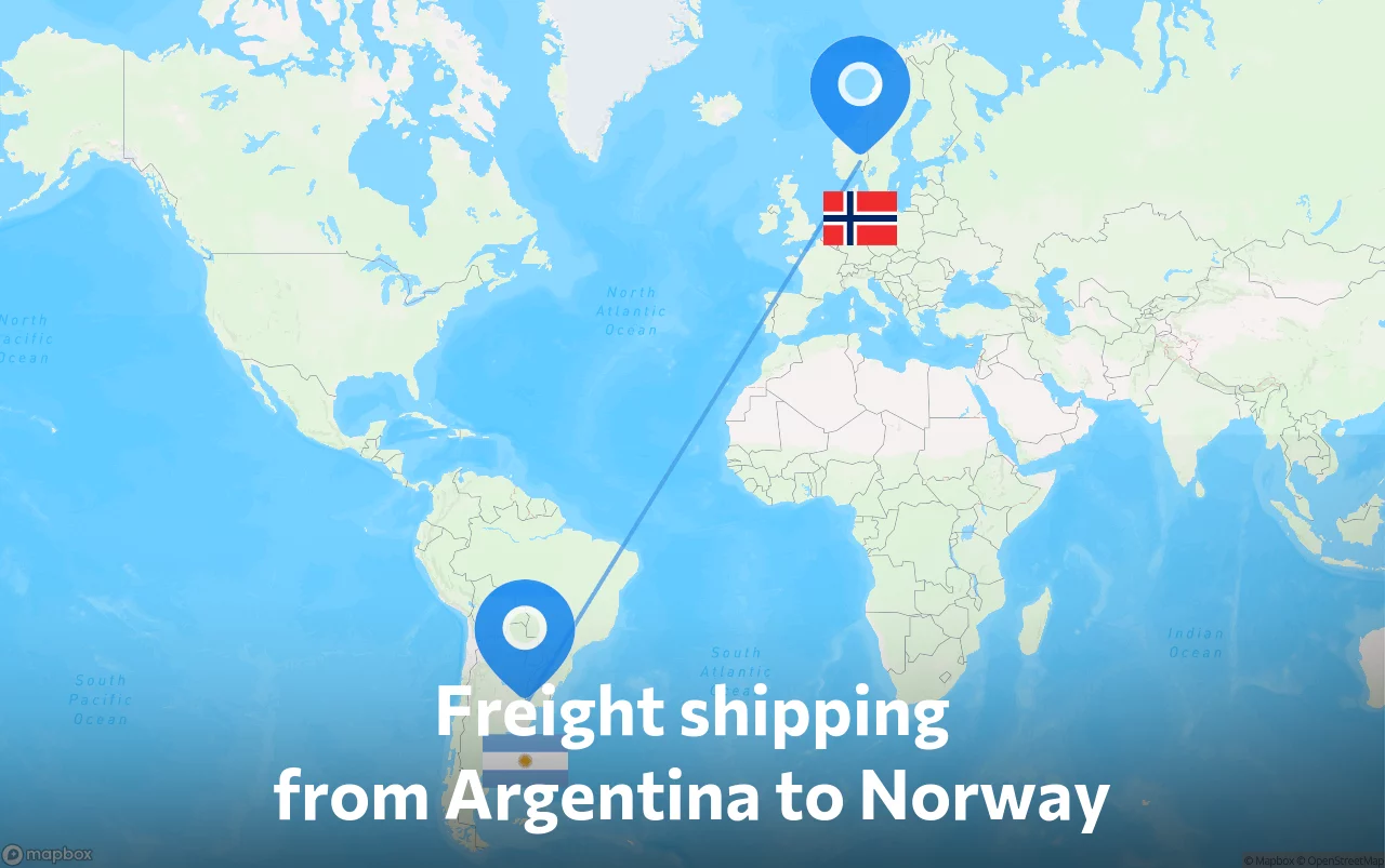 Shipping route from Argentina to Norway