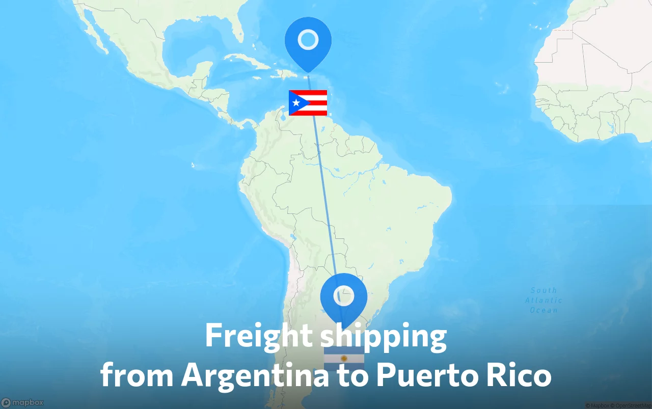 Shipping route from Argentina to Puerto Rico
