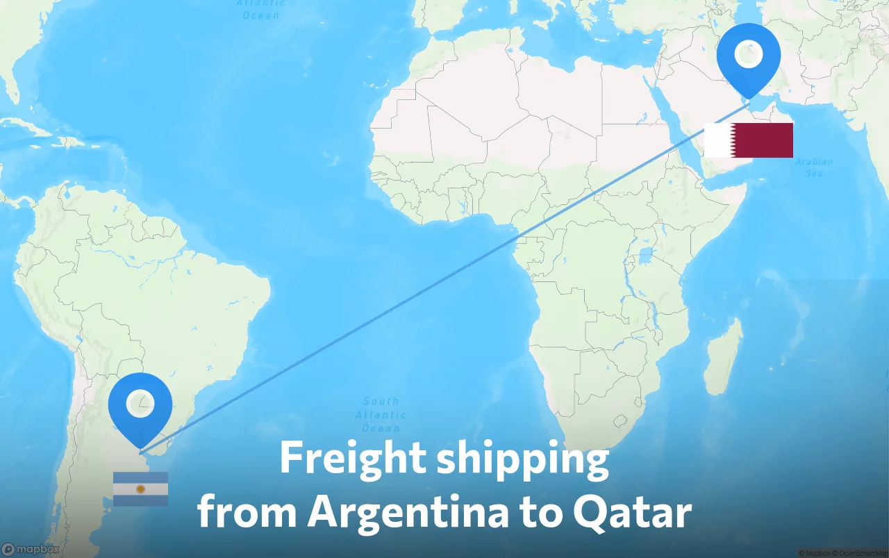 Shipping route from Argentina to Qatar