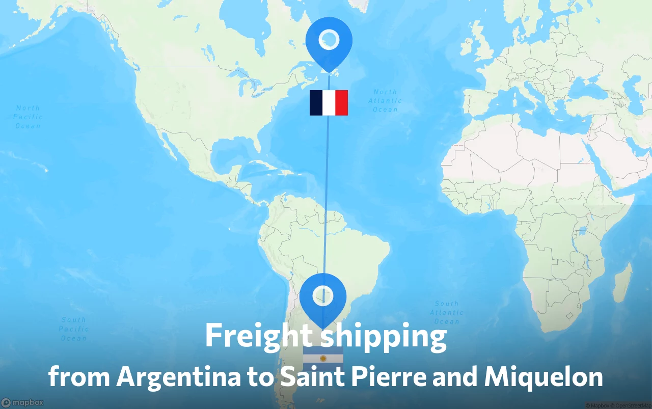 Shipping route from Argentina to Saint Pierre and Miquelon