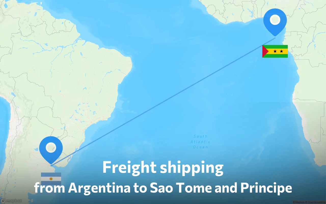 Shipping route from Argentina to Sao Tome and Principe