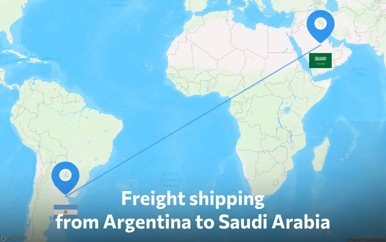 Shipping route from Argentina to Saudi Arabia