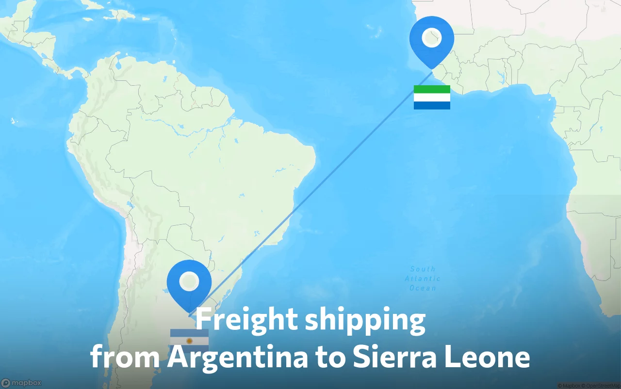 Shipping route from Argentina to Sierra Leone