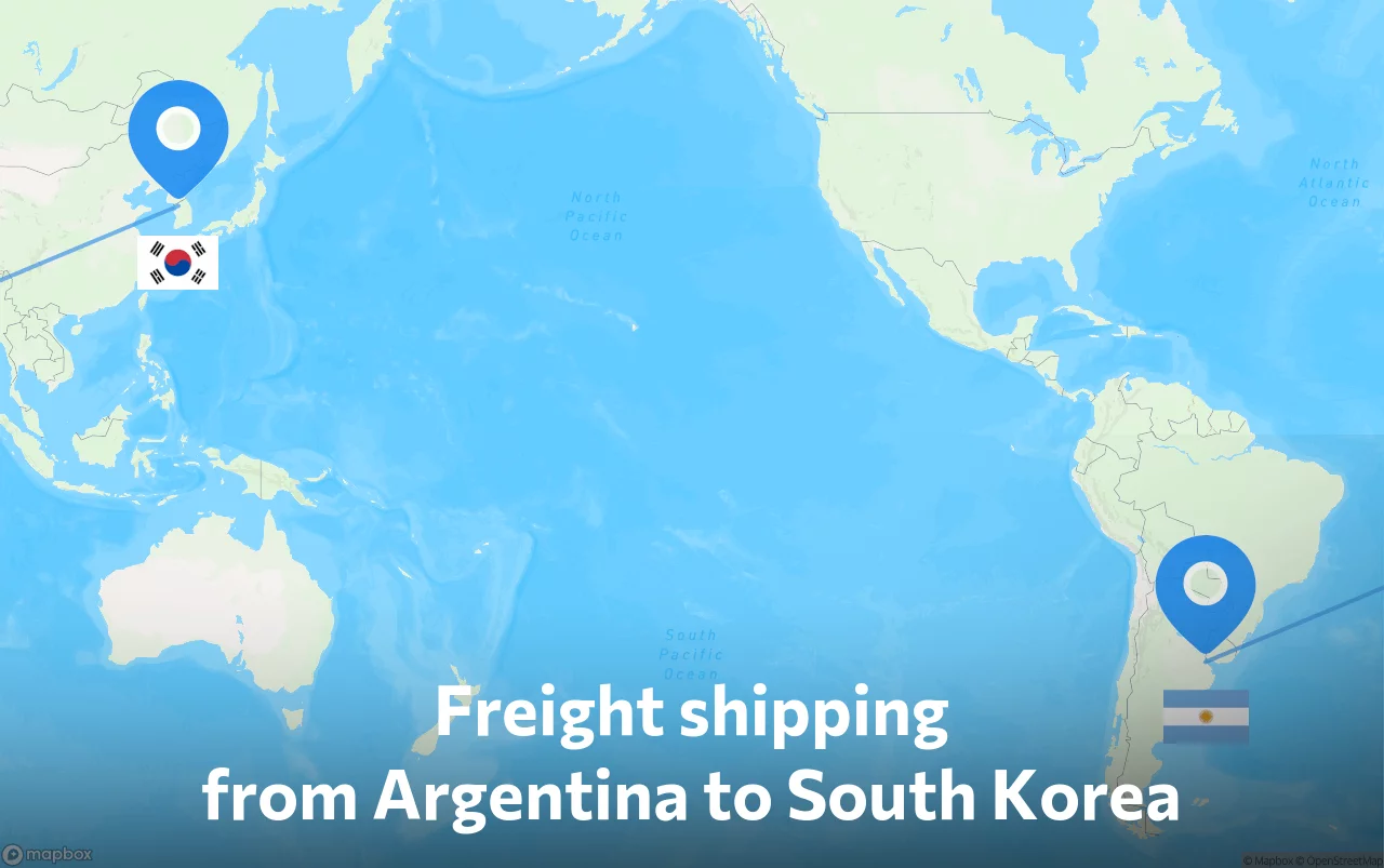 Shipping route from Argentina to South Korea