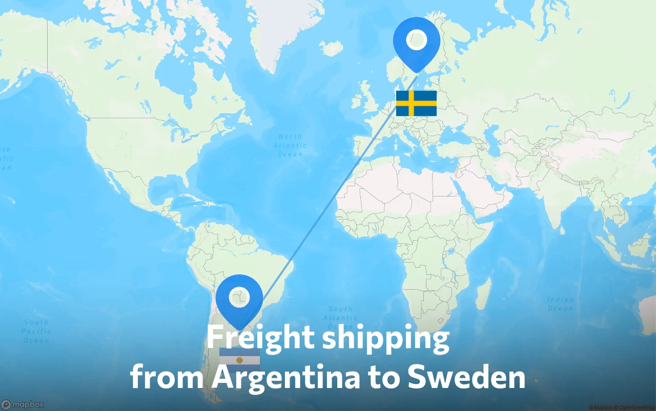 Shipping route from Argentina to Sweden