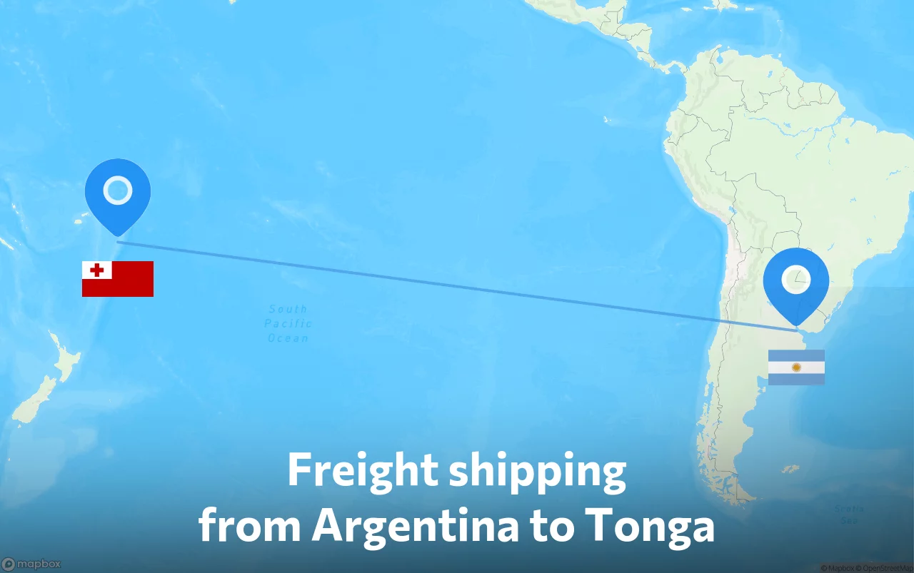 Shipping route from Argentina to Tonga