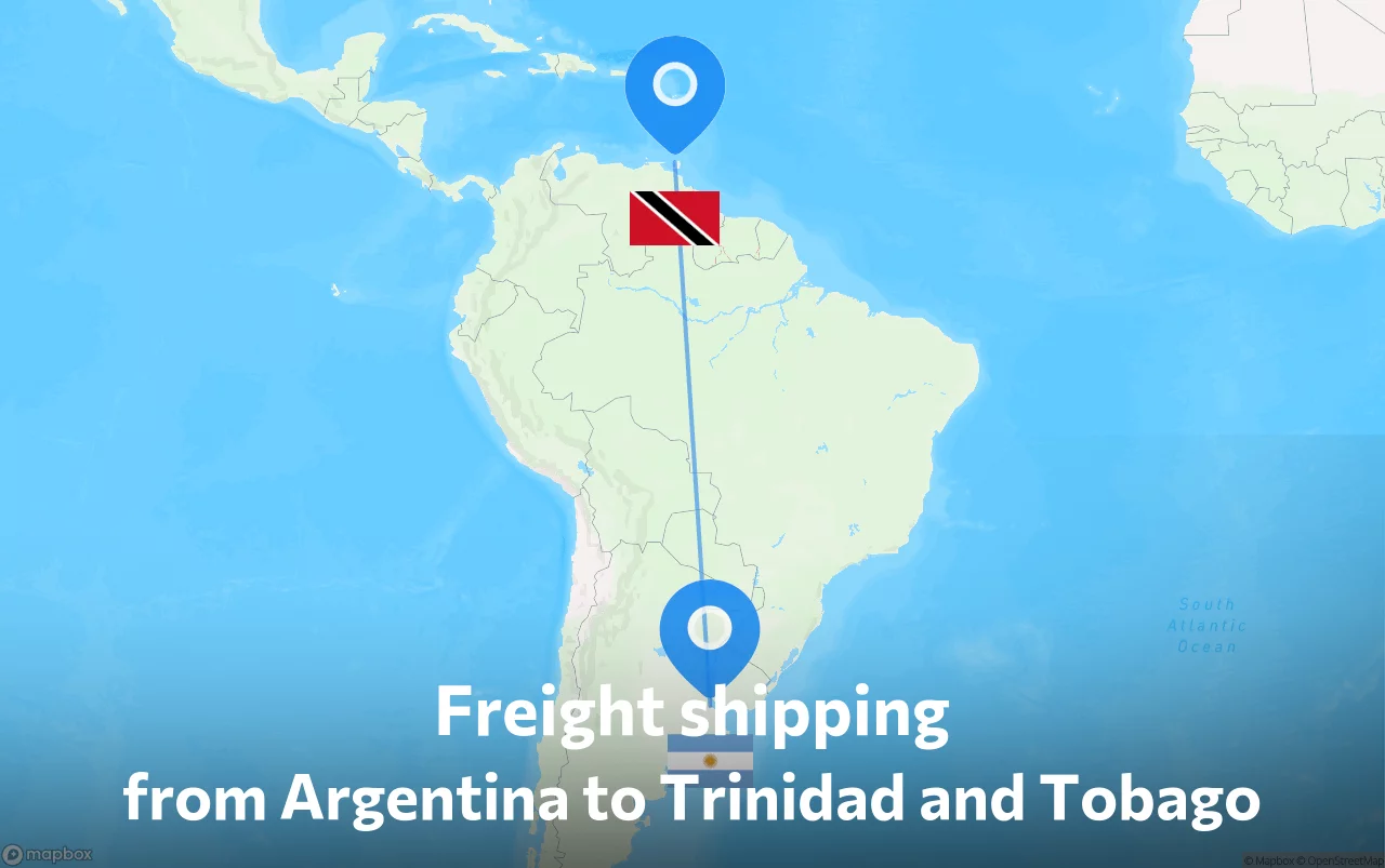Shipping route from Argentina to Trinidad and Tobago
