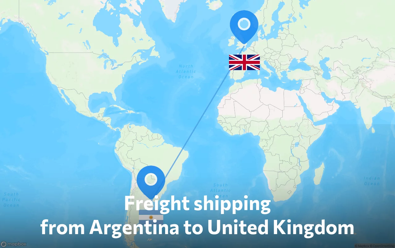 Shipping route from Argentina to United Kingdom