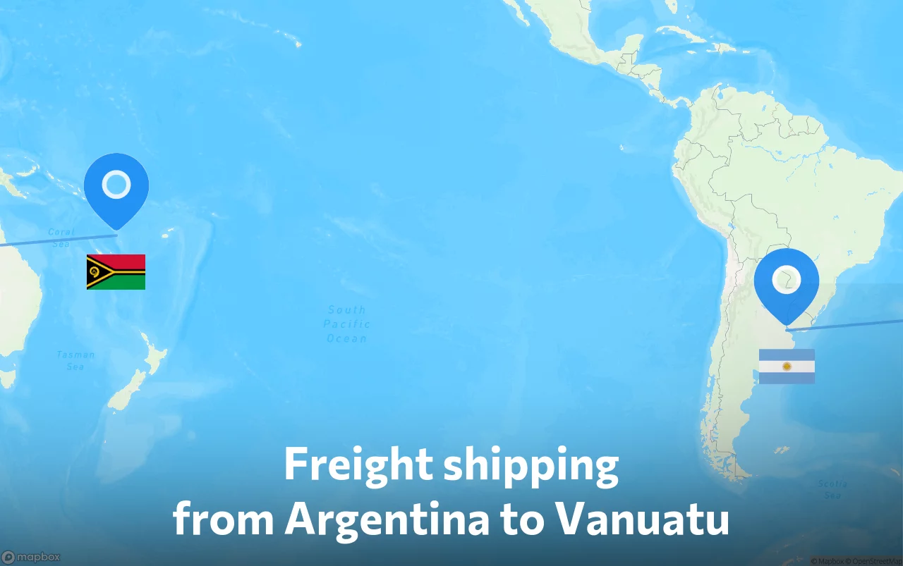 Shipping route from Argentina to Vanuatu