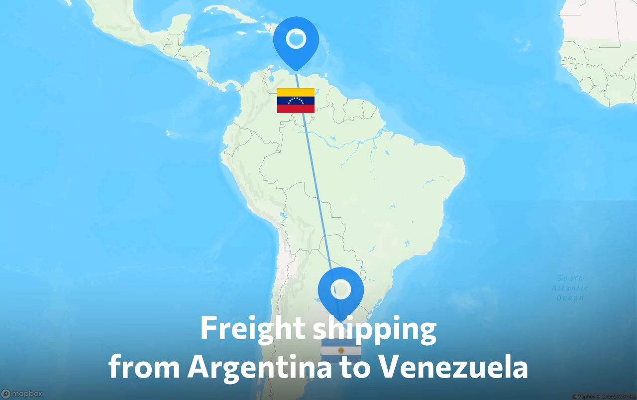Shipping route from Argentina to Venezuela