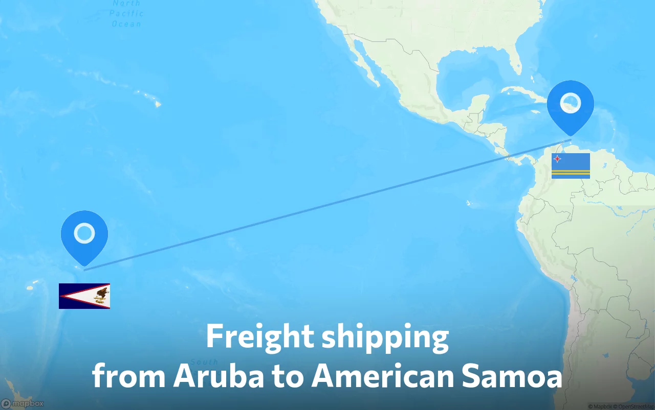 Shipping route from Aruba to American Samoa