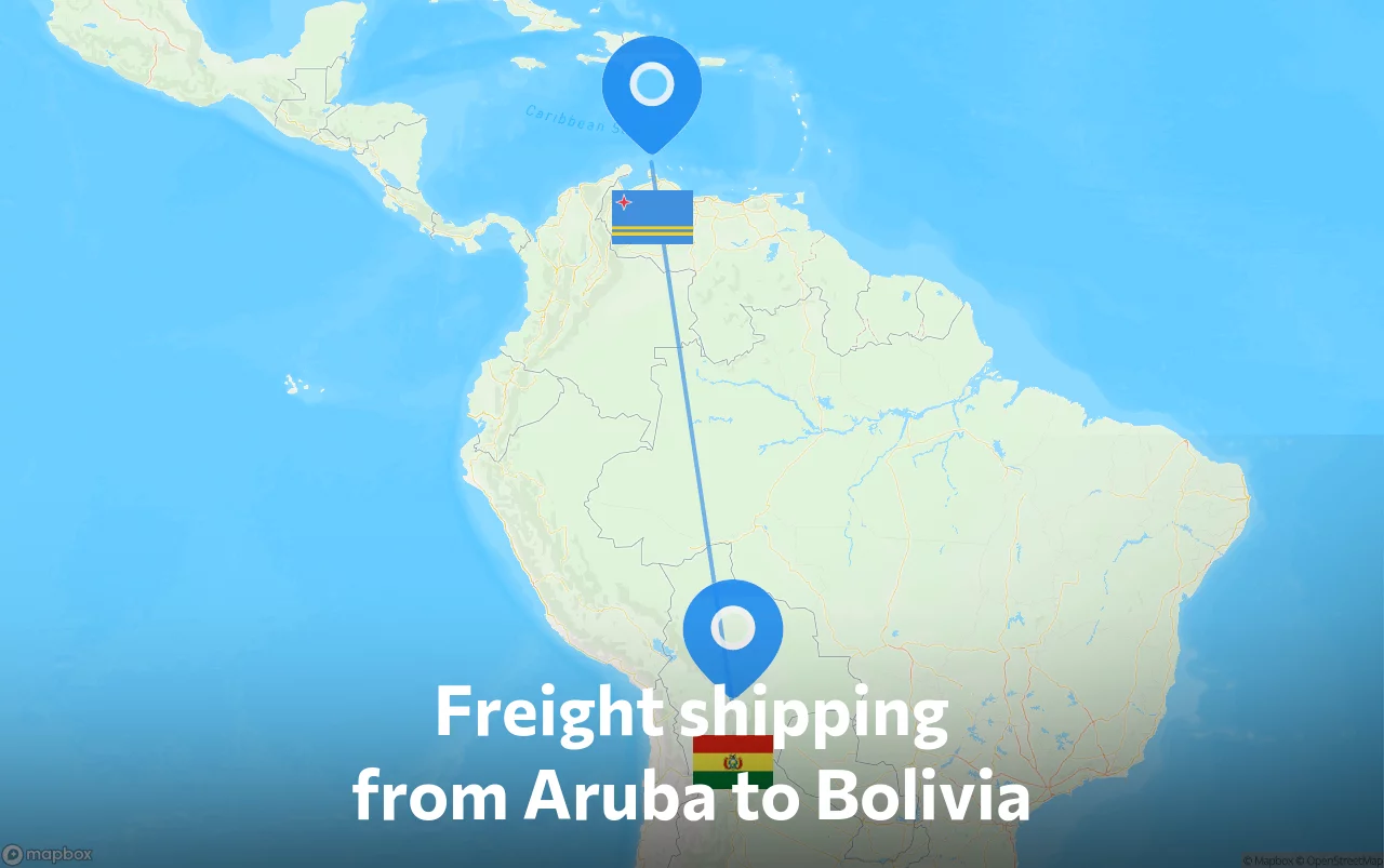 Shipping route from Aruba to Bolivia