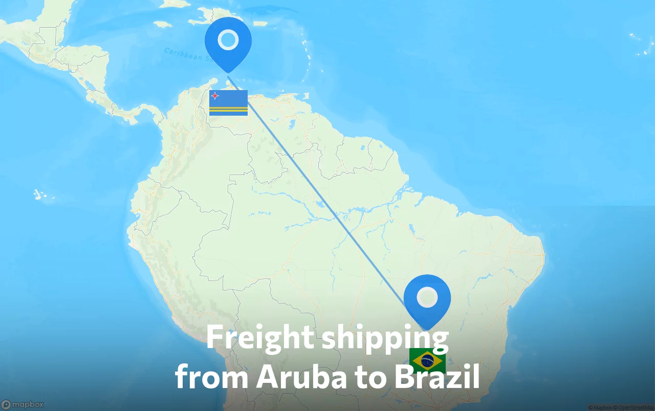Shipping route from Aruba to Brazil