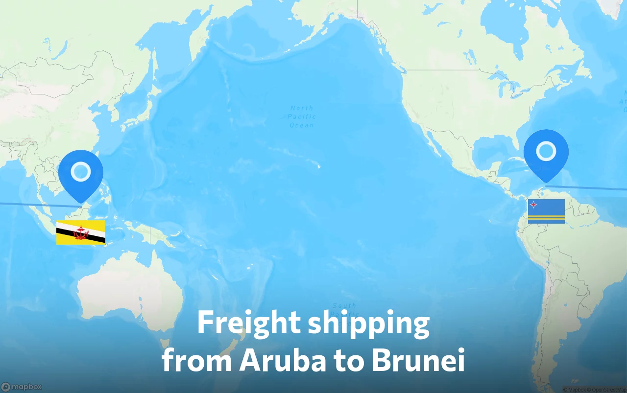 Shipping route from Aruba to Brunei